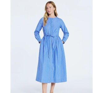 Blue Striped Belted Midi Dress size s (4-6)